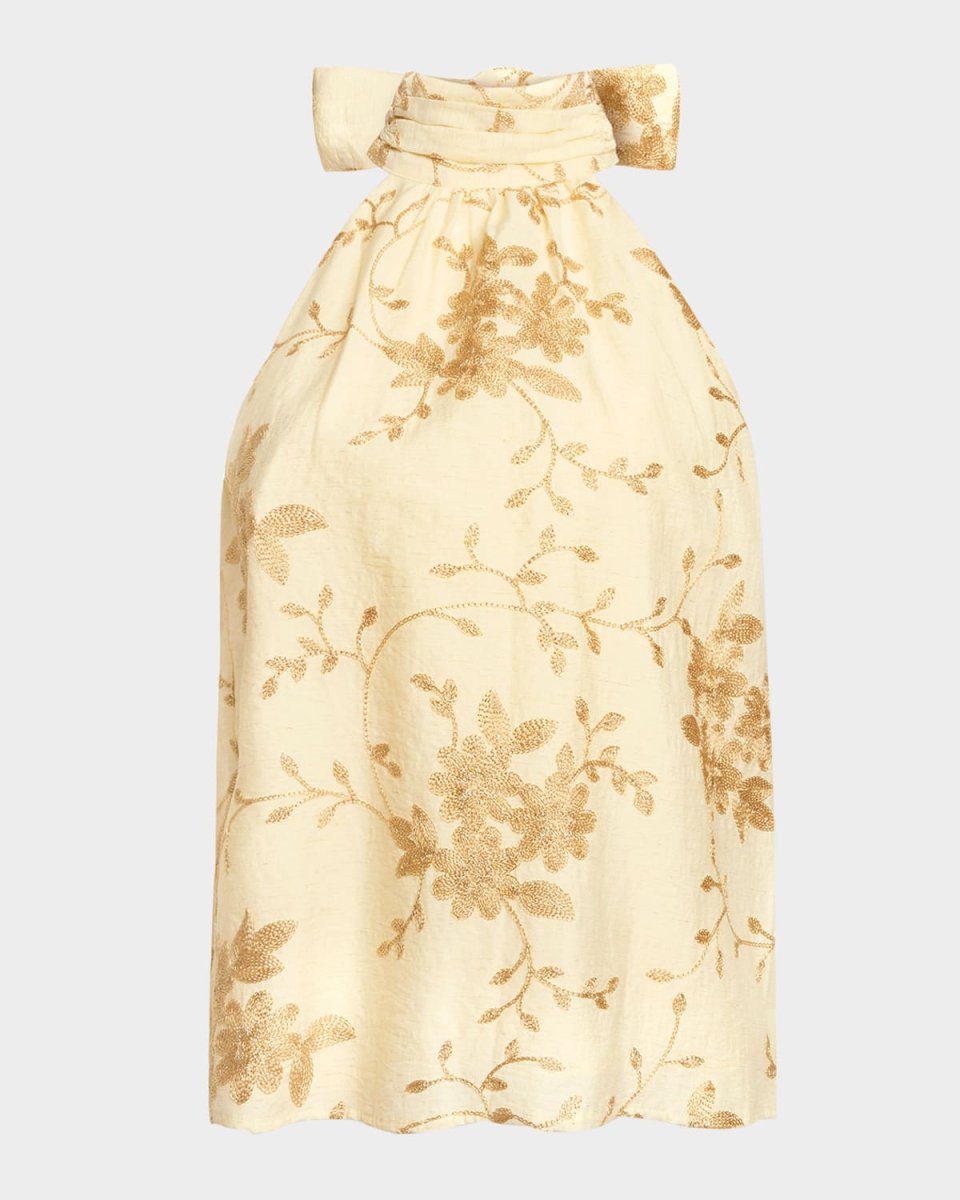 Cara Lurex Embroidered Halter Top